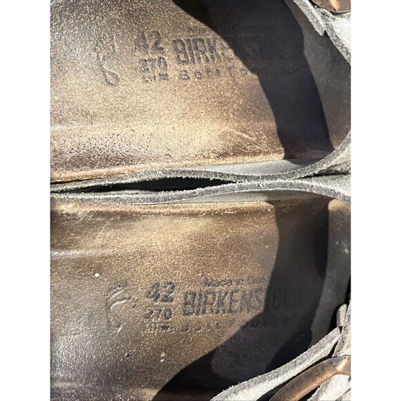 Birkenstock Arizona Two Strap Vegan Sandals Grey Taupe Mens 9 Womens 11 EU 42 - Picture 7 of 9